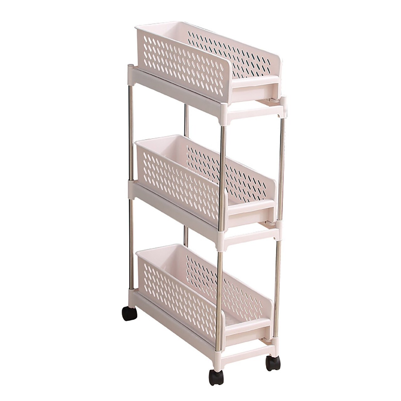 Storage Cart With Wheels Large Capacity Multiple Layers Easy Access Kitchen Organizer Rack Slide-Out Mobile Utility Cart